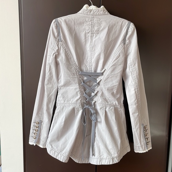 FREE PEOPLE corset lace up tie back military jacket - Picture 2 of 12